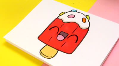 Dibujos para colorear Kawaii: Helado | Dibujos de Kawaii Fáciles