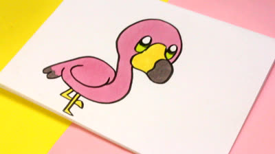 Dibujos para colorear Kawaii: Flamenco | Dibujos de Kawaii Fáciles